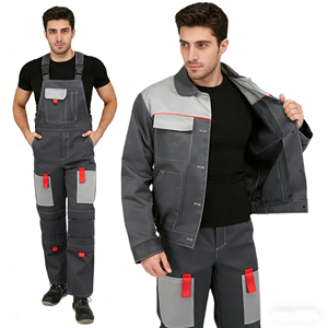 Work Jacket Bib Overalls Heavy Duty Mechanic Workwear Uniform for Men Multi Pocket Repairman Construction Work Suit