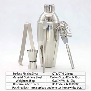 Kit de Bartender em Aço Inoxidável, Conjunto de Coqueteleira de 550ml, Coqueteleira de Martini, 5 Peças de Acessórios para Bar, Misturador de Bebidas para Uso em Bar - Product Image 6