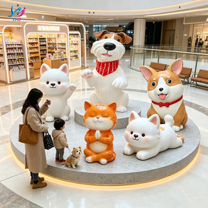 Sculptures d'animaux en fibre de verre durables (chat et <span class=keywords><strong>chien</strong></span>) pour la décoration d'entrée de magasin d'animaux - Product Image 2