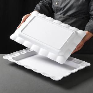 Xiangyuan Meimei Melamine <b>Serving</b> <b>Tray</b> Rectangular White <b>Large</b> For Hotel Banquet Use - Product Image 2