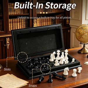 Jeu d'échecs multi-jeux de qualité supérieure, échecs, dames, backgammon, échecs chinois, plateau pliable pour les soirées de jeux en famille - Product Image 4