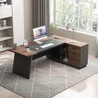 WESOME Bureau de direction en forme de L 78.74 pouces Grand bureau moderne Table d'ordinateur Ensemble pour bureau à domicile