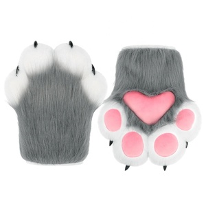 New Sale Halloween Cosplay Costume Accessories Faux Fur Furry Animal Paws <strong>Gloves</strong> Fursuit Fox Wolf Cat <strong>Claw</strong> <strong>Gloves</strong> - Product Image 1
