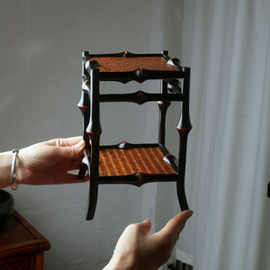 July 7th Rattan Square Display <b>Stand</b> Mini Flower Table Indoor Chinese Style Zen <b>Tea</b> Room Decor - Product Image 4