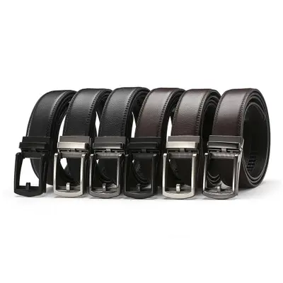 D1452 Wholesale Men Business Metallic Automatic Belt Genuine Leather Luxury Buckle Belts