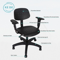 Chaise de laboratoire industrielle ergonomique antistatique en PU, résistante aux produits chimiques, avec dossier et accoudoirs, vente directe usine