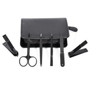 High Quality Black 6pcs Professional <strong>Men</strong> Pedicure <strong>Manicure</strong> <strong>Set</strong> With Pu Zipper Bag - Product Image 1