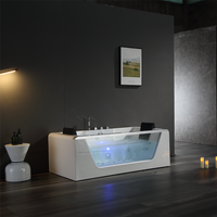Baignoire d'angle autoportante 180 cm en verre et acrylique avec hydromassage pour salle de bain, usage intérieur