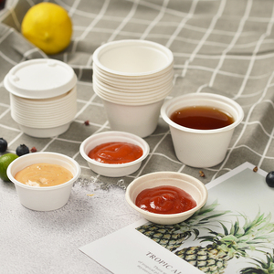 Eco friendly 4oz biodegradable bagazo porción olla taza desechable caña de azúcar papel salsa taza - Product Image 6