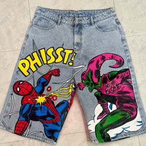 Verano Y2K Moda Retro Desgastado Cargo Jeans Pantalones cortos de mezclilla de cintura alta Pantalones vaqueros cortos de lavado de moda para hombres - Product Image 1