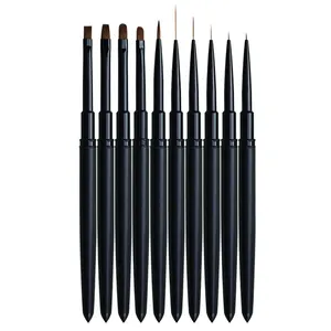 Fournitures d'usine de marque privée OEM Service Outils pour les ongles Noir mat Nail Art Stylo de peinture Photothérapie Gel Pinceau