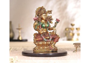 Goddess Lakshmi Maa Antique Murti 10 Inch Hindu Religious Idol Decorative Statue Pooja Home Temple Decor Spiritual Gift - Product Image 2