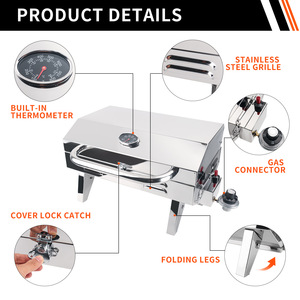 Barbecue portable en acier inoxydable au propane pour le camping en plein air avec tuyau adaptateur, matériau 304 - Product Image 3