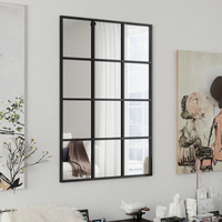 Espejo de ventana francés de Metal de rejilla, espejo rectangular de pared para sala de estar, ventanas de hierro forjado, espejo de pared, Espejo Spiegel