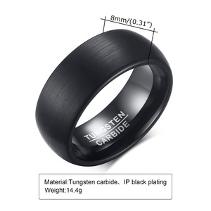 8mm Klassischer Modischer Schwarzer Gebürsteter Wolframcarbid-Ring für Männer und Frauen Verlobung Party Trendiger Fingerring Schmuck Accessoire Geschenk - Product Image 2