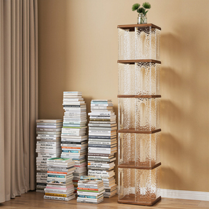<strong>Small</strong> Multi-Layer Bookcase Storage Rack Spin Removable Plastic Stackable <strong>Bookshelf</strong> Functional Floor Book Storage Unit BT-409 - Product Image 6