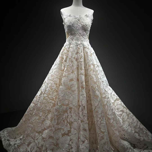 For NT49 Modern Long Lace-Up Crystal Embroidery <b>Boho</b> Sweetheart Sleeveless Lace Appliqued Flower <b>Wedding</b> <b>Dresses</b> - Product Image 3