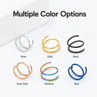Anneaux de nez géométriques en acier inoxydable, clous de nez à ressort 1.5 Loop, accessoires de bijoux de piercing corporel tendance
