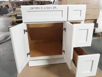 Meuble de cuisine mural moderne personnalisé en bois massif blanc et gris style Shaker avec charnières, évier et robinet pour appartement (RTA)