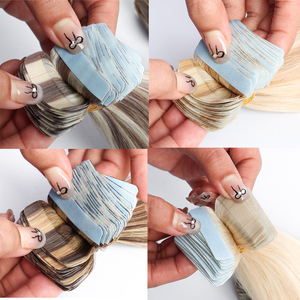Qualité de luxe 12A Double Dessiné Cuticule Naturel Remy Bande dans <span class=keywords><strong>Extension</strong></span> de Cheveux Russe 100 Bande de Cheveux Humains dans les Extensions - Product Image 4