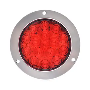 Luz LED ámbar roja de 4 pulgadas para camión, Luz de señal de giro de parada redonda para camión, remolque, camión, camiones, 12V, 24V