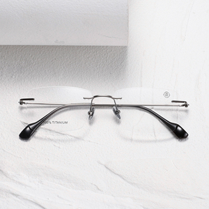 Monturas de Gafas de Titanio Rectangulares Semi-Sin Montura, Color Sólido, Ligeras, Unisex, para Adultos, Corrección de Visión, Lentes Anti-UV CR-39 - Product Image 6