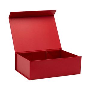Boîte cadeau en papier rigide avec rabat magnétique rouge de luxe sur mesure, vente en gros - Product Image 1