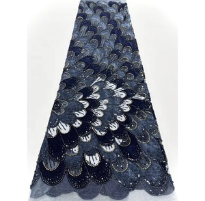 035 2026 Tissu de <span class=keywords><strong>dentelle</strong></span> nigériane française artisanale de haute qualité, <span class=keywords><strong>dentelle</strong></span> à sequins et strass pour femmes, vente en gros - Product Image 6