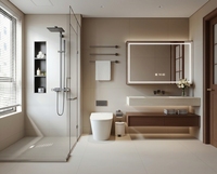 Lemari Penyimpanan Kamar Mandi Modern Bergaya Slate dengan Kabinet Vanity Melamin Mewah Lesso Home, Efek Marmer, Terpasang di Dinding