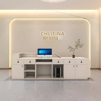Bureau d'accueil en cuir pour salon de beauté, magasin de vêtements, clinique dentaire, bar, studio de danse - Bureau commercial moderne et minimaliste
