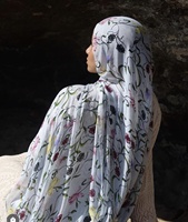 Hijab en modal tissé floral de haute qualité, imprimé, foulard islamique, châle doux et léger pour l'Aïd musulman