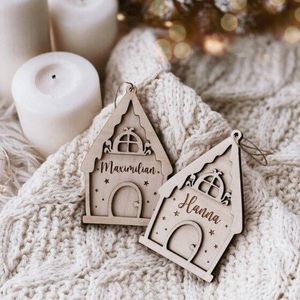 Adorno Navideño Personalizado de Madera Contrachapada Cortada con Láser para Árbol de Navidad 2024, Decoración Navideña, Colgantes - Product Image 3