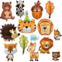 Ensemble de ballons en feuille d'aluminium BLN Animaux de la forêt - Jungle, Forêt, Ours, Renard, Cerf, Hérisson, Raton laveur, Tigre, Lion - Ballons Mylar pour la décoration de fêtes d'enfants