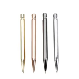 Promotionele Polygonal Custom Metalen Balpen Goedkope Pure Plated Koper Goud Pen Zeshoekige