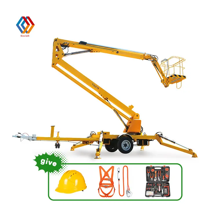 14m 16m 18m Trailer Boom Lift Cherry Picker One Man Lift Platform Used for Tree Trimming Station Dock Cleaning and Maintenance