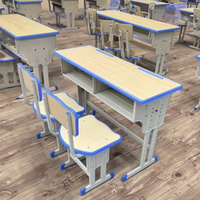 Mobilier scolaire moderne à double siège et hauteur réglable Chaises d'école pour salle de classe avec bureau Chambre à coucher Salon Bureau à domicile