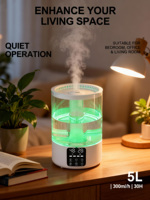 Humidificateur à ultrasons électrique de grande capacité 5L avec aromathérapie-Brume réglable à fonctionnement silencieux pour bureau à domicile et hôtel