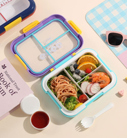 Boîte à lunch de qualité alimentaire, ensemble de boîtes repas pour préparation de repas, boîte bento compatible micro-ondes avec compartiments, récipient de contrôle des portions pour régime alimentaire et bureau