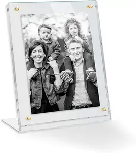 Marco de fotos de Lucite personalizado de fábrica marco de fotos de acrílico transparente con soporte para la venta