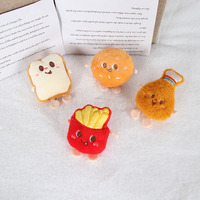 Porte-clés en peluche alimentaire de dessin animé, mini pendentif doux et moelleux, motif burger, frites, pain, porte-monnaie, breloque de sac, cadeau