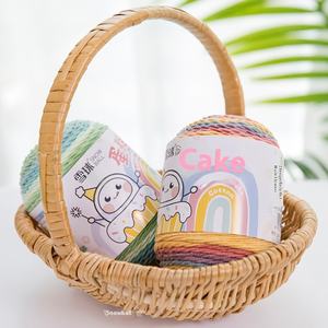 Bufanda de punto hecha a mano DIY, almohada, manta de ganchillo, bola de nieve teñida, 5 hebras, algodón de leche, pastel de arcoíris, bola de hilo degradado - Product Image 3