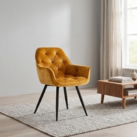 Chaise de salle à manger rembourrée en velours, très vendue, avec pieds en métal noir, accoudoirs confortables, pour la salle à manger à domicile