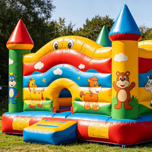 Château gonflable personnalisé avec toboggan, structure <span class=keywords><strong>de</strong></span> saut pour enfants en PVC commercial, logo personnalisé pour <span class=keywords><strong>location</strong></span> <span class=keywords><strong>de</strong></span> fête en parc - Product Image 1