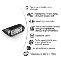 Système de surveillance de pression et de température des pneus (TPMS) solaire pour camion MATA T2 avec capteurs intégrés 433,92 MHz 12 V pour 2 pneus