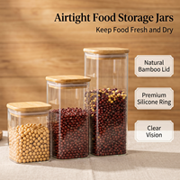 Organisateur de récipient de stockage de pâtes alimentaires en verre transparent avec couvercle pour l'organisation de la cuisine sans Bpa