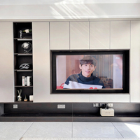 Mueble de TV de pared completo personalizado, gran capacidad de almacenamiento, ecológico y seguro