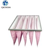 Filter Saku AHU untuk Pendingin Udara Penyegar Udara Primer Baru Serat Sintetis Kapasitas Debu Tinggi Efisiensi 80%
