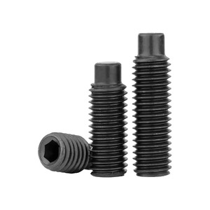 M3 M4 M5 M6 Convex End Machine Screw Grade 12.9 Internal Hex Headless Set Screw DIN915 Black Oxidation Finish - Product Image 1