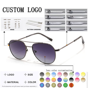 Custom Logo Metal Frame Oval Sunglasses Full Rim Gradient Lenses UV400 Unisex Pilot Style for Sun Protection - Product Image 1
