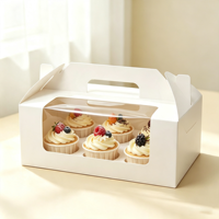 Confezione da 6 Scatole per Cupcake in Stile Finestra, Realizzate con Materiali Riciclati, con Rivestimento in Spugna, Monouso, per Dessert da Asporto (Kraft)